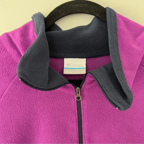 Columbia Benton Springs Quarter Zip Purple and Navy Fleece - Picture 2 of 4